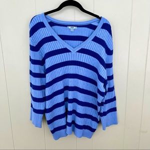 ✨like new✨ Izod Blue Striped V-Neck Sweater
